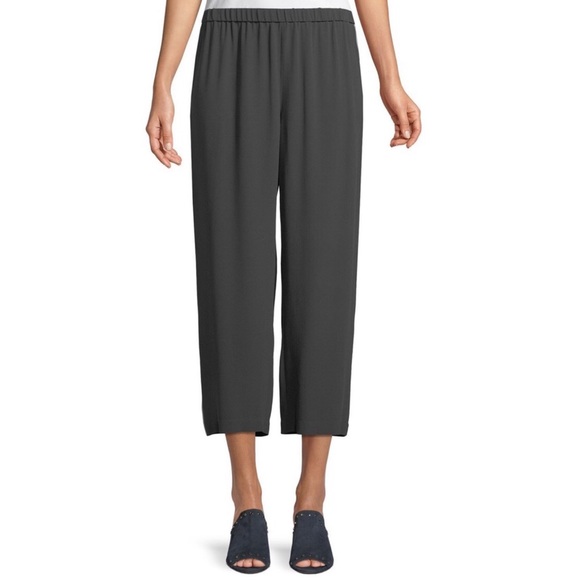Silk Crepe Straight Cropped Pant 